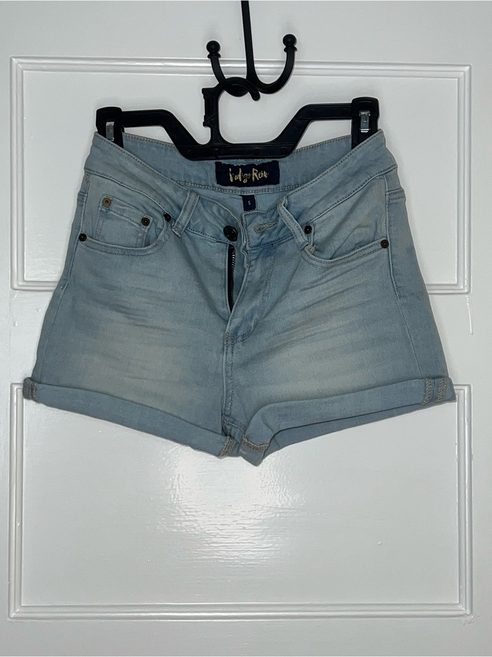 Indigo Rein Light Blue Rolled Cuff Denim Shorts